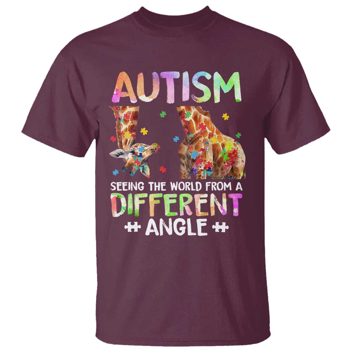 Autism Support Giraffe T Shirt Seeing The World Differently ASD