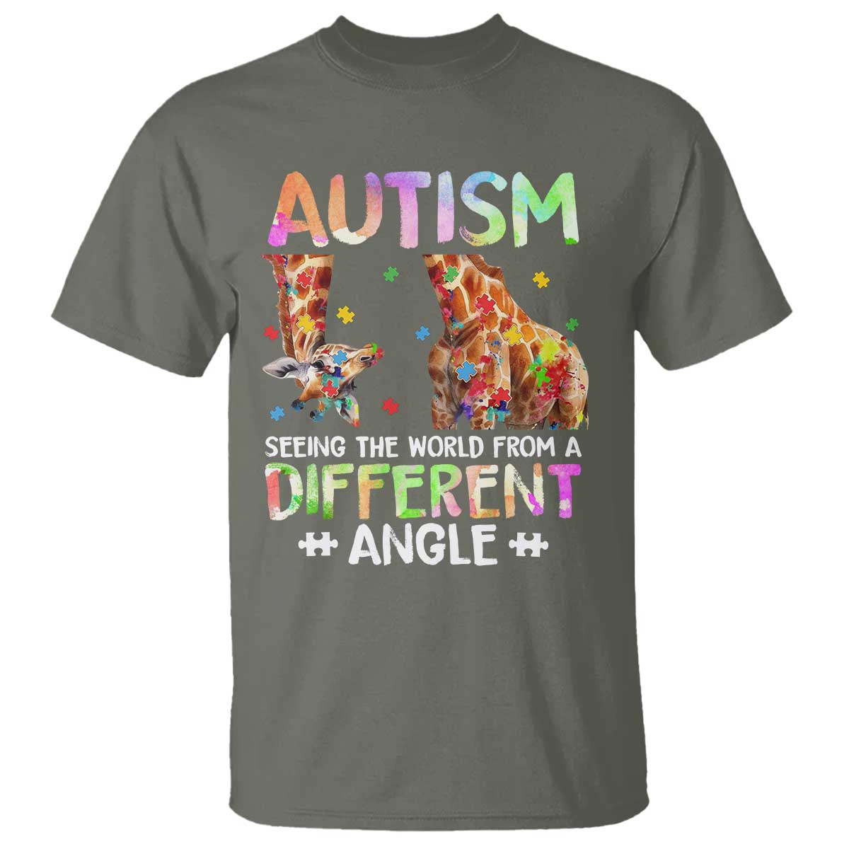 Autism Support Giraffe T Shirt Seeing The World Differently ASD