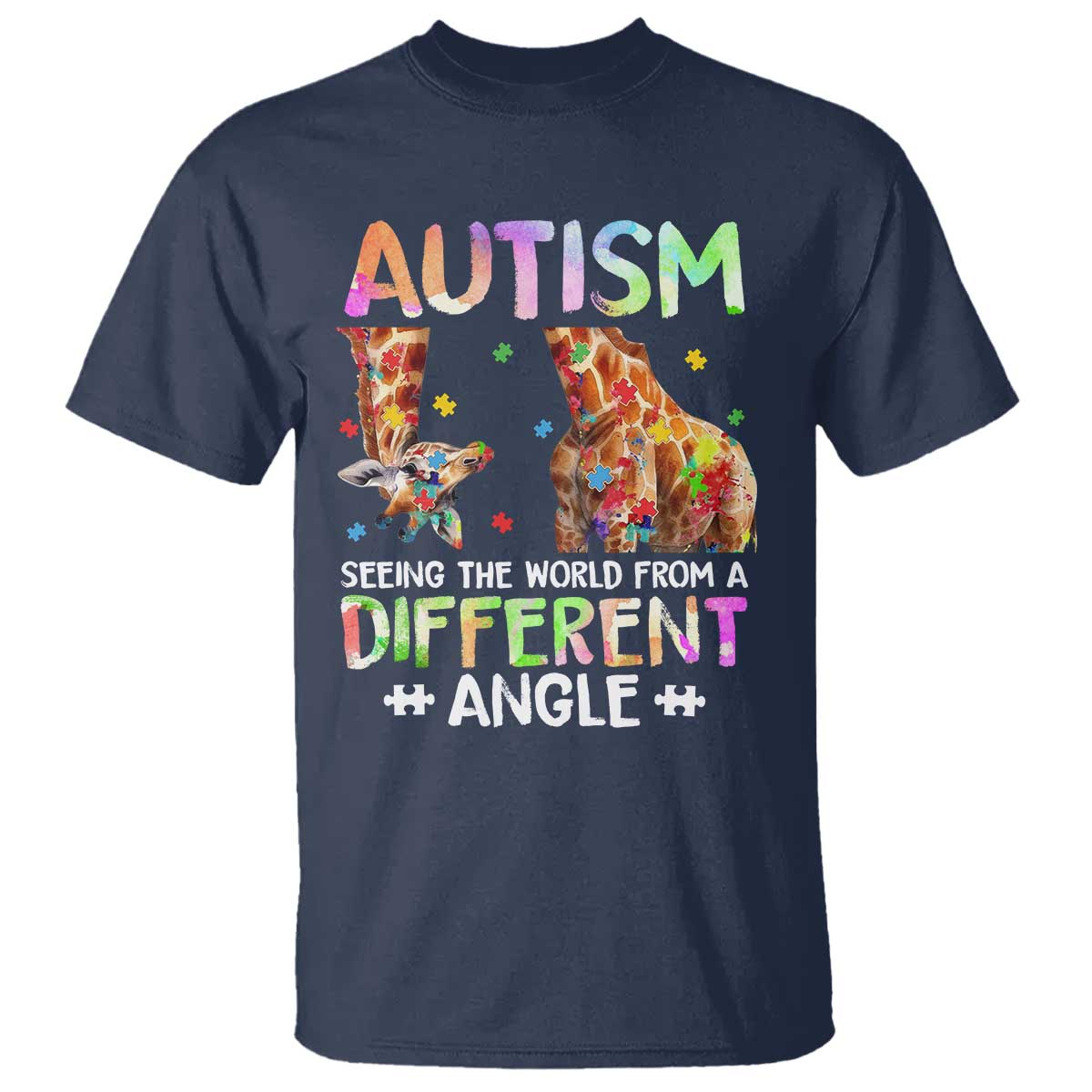 Autism Support Giraffe T Shirt Seeing The World Differently ASD