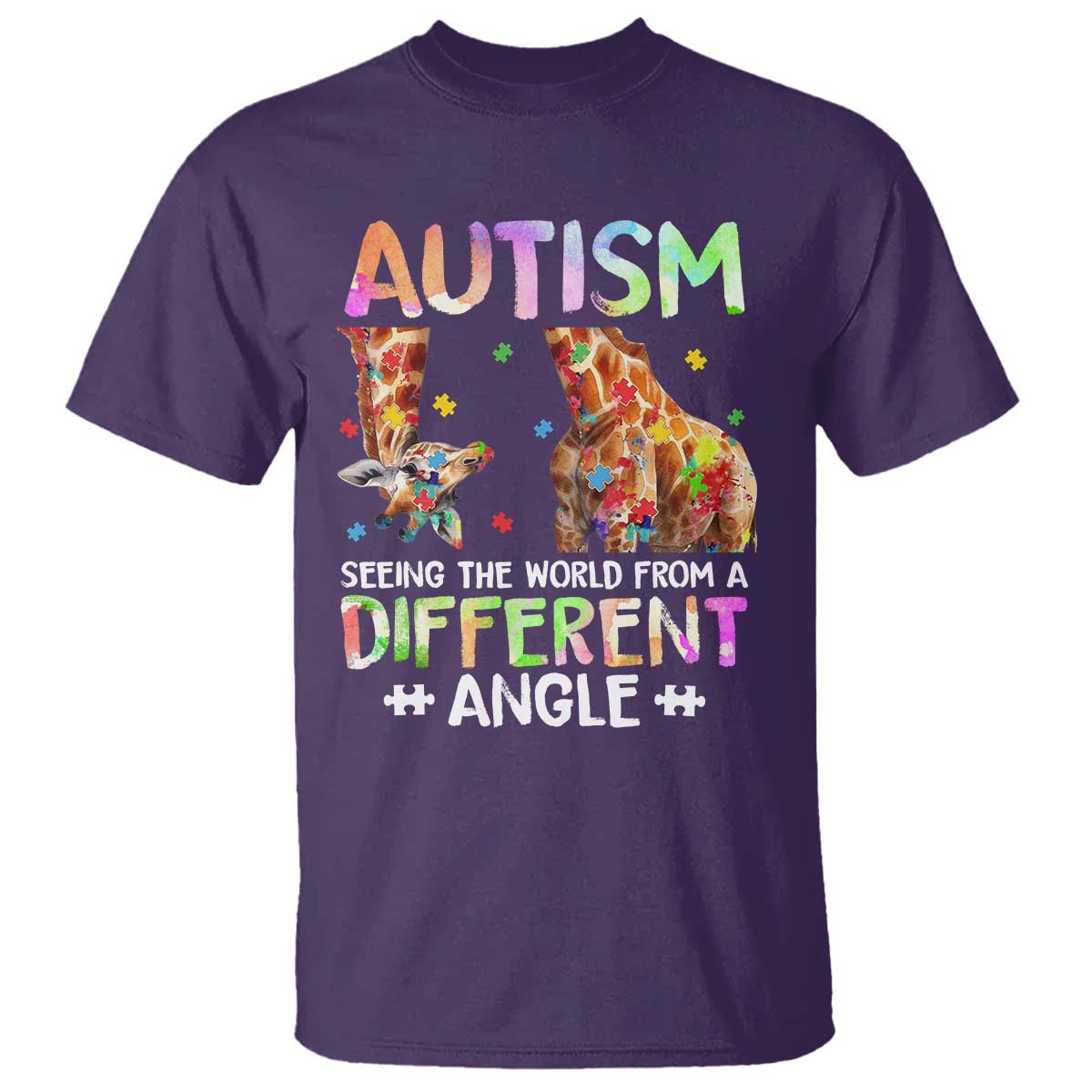 Autism Support Giraffe T Shirt Seeing The World Differently ASD