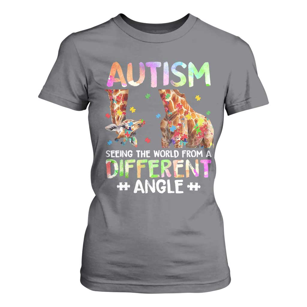 Autism Support Giraffe T Shirt For Women Seeing The World Differently ASD