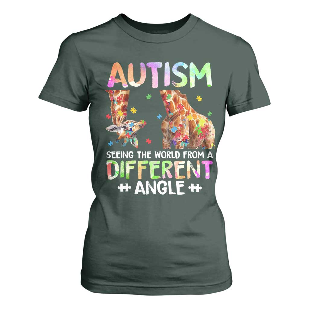 Autism Support Giraffe T Shirt For Women Seeing The World Differently ASD