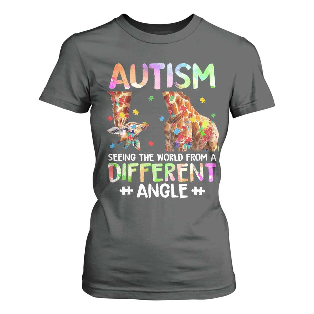 Autism Support Giraffe T Shirt For Women Seeing The World Differently ASD