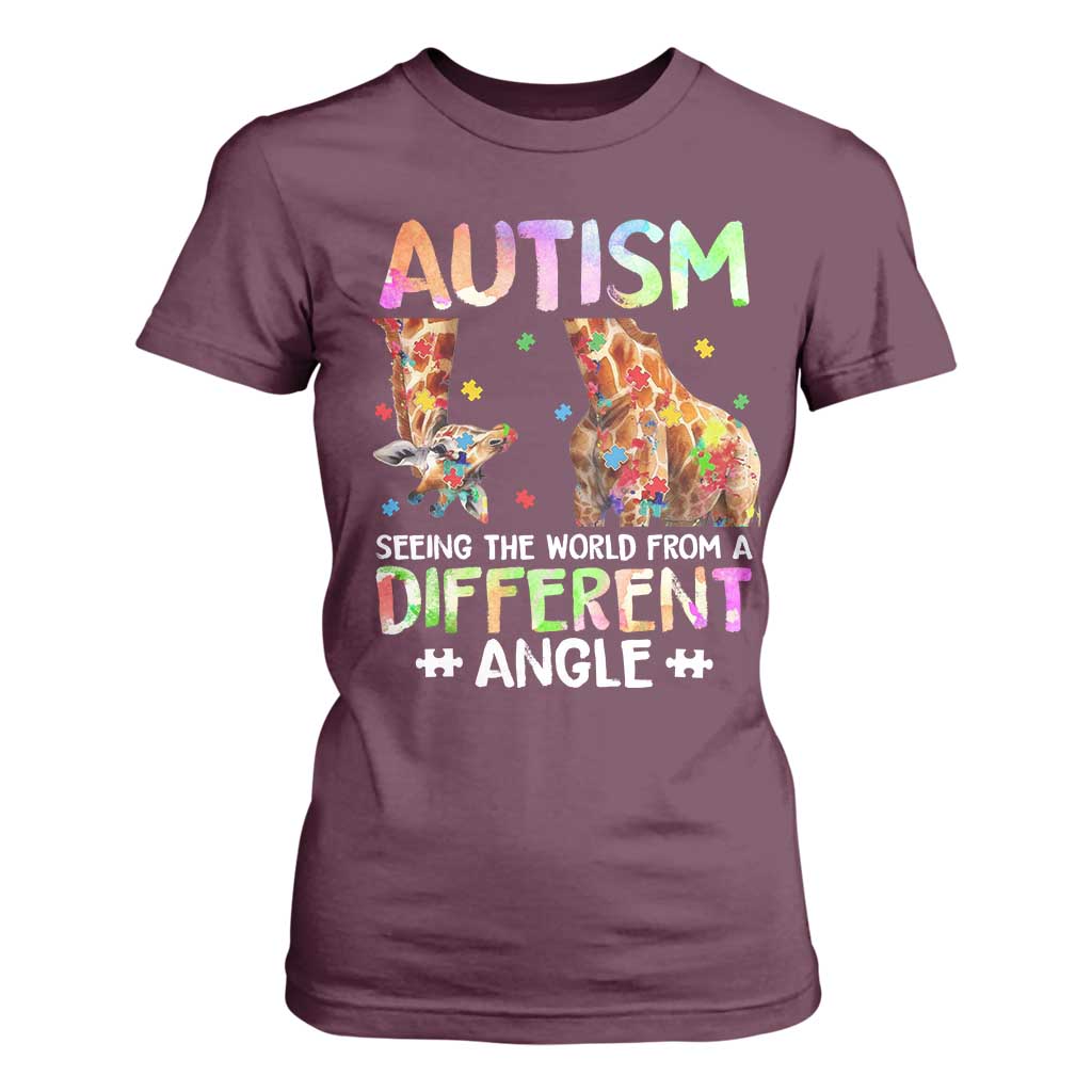 Autism Support Giraffe T Shirt For Women Seeing The World Differently ASD