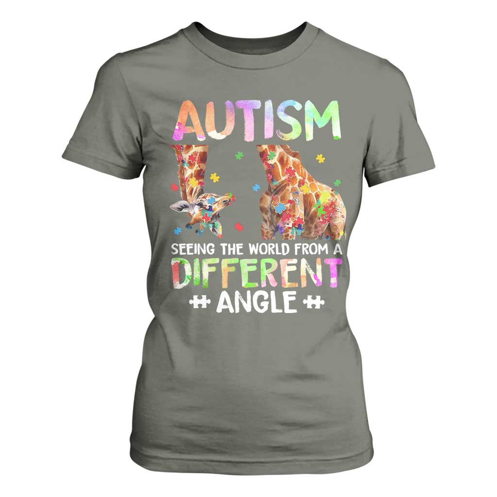 Autism Support Giraffe T Shirt For Women Seeing The World Differently ASD