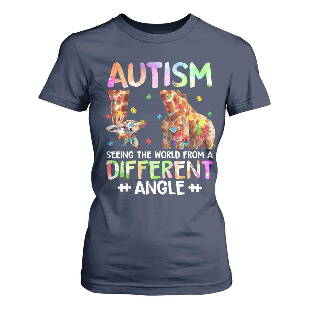 Autism Support Giraffe T Shirt For Women Seeing The World Differently ASD