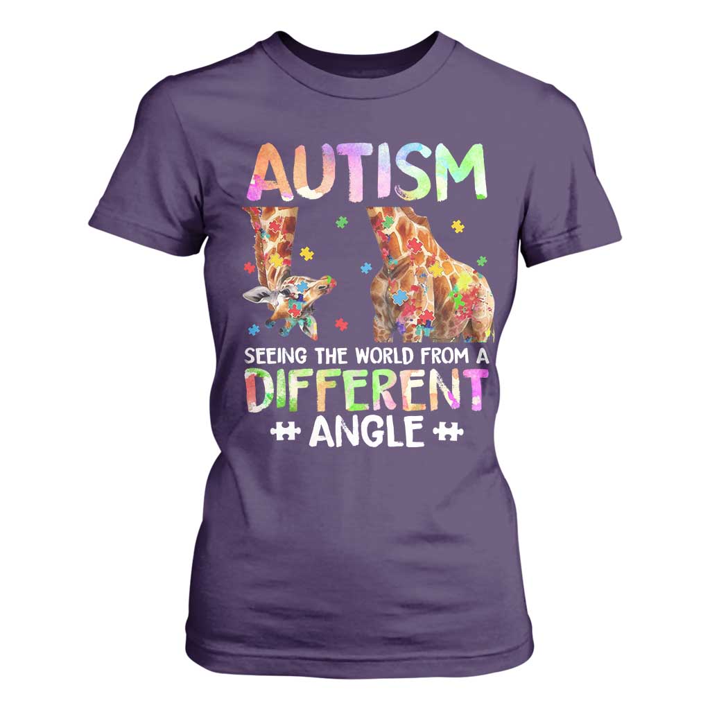 Autism Support Giraffe T Shirt For Women Seeing The World Differently ASD