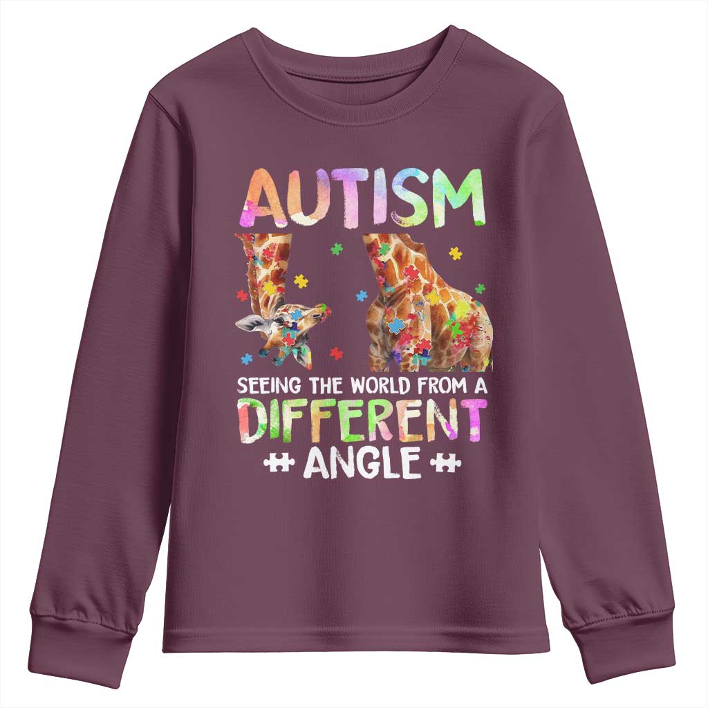 Autism Support Giraffe Youth Sweatshirt Seeing The World Differently ASD