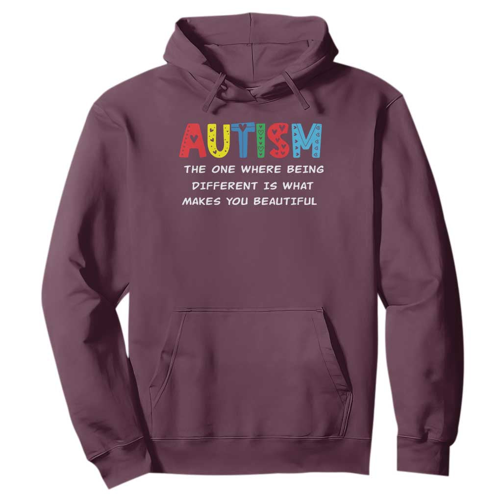 Autism Support Hoodie Different Makes You Beautiful ASD Month