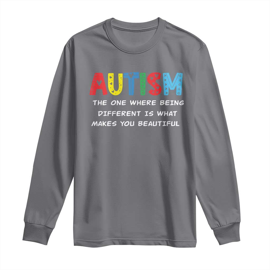 Autism Support Long Sleeve Shirt Different Makes You Beautiful ASD Month