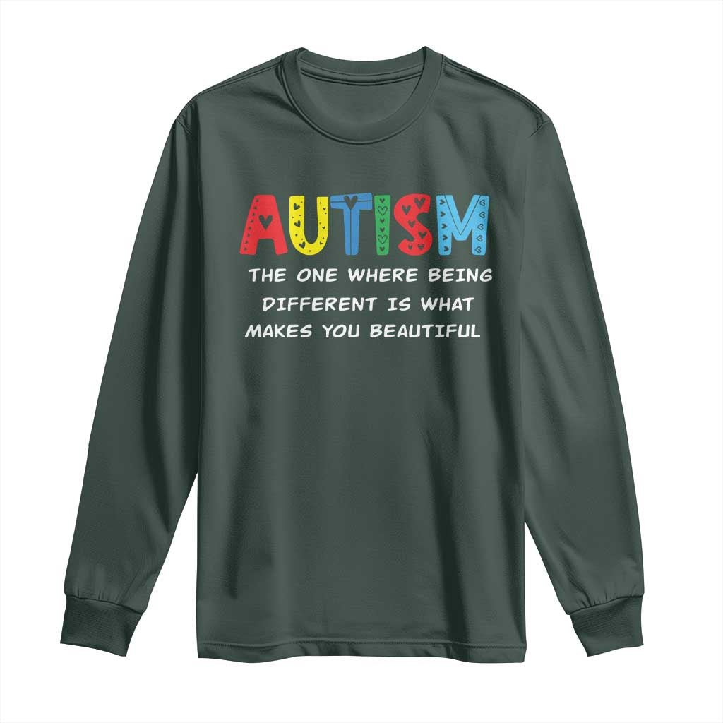 Autism Support Long Sleeve Shirt Different Makes You Beautiful ASD Month