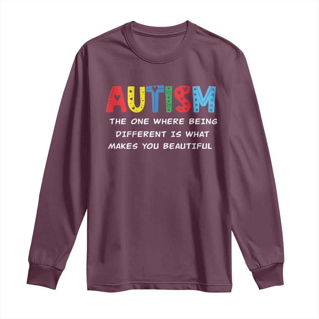 Autism Support Long Sleeve Shirt Different Makes You Beautiful ASD Month