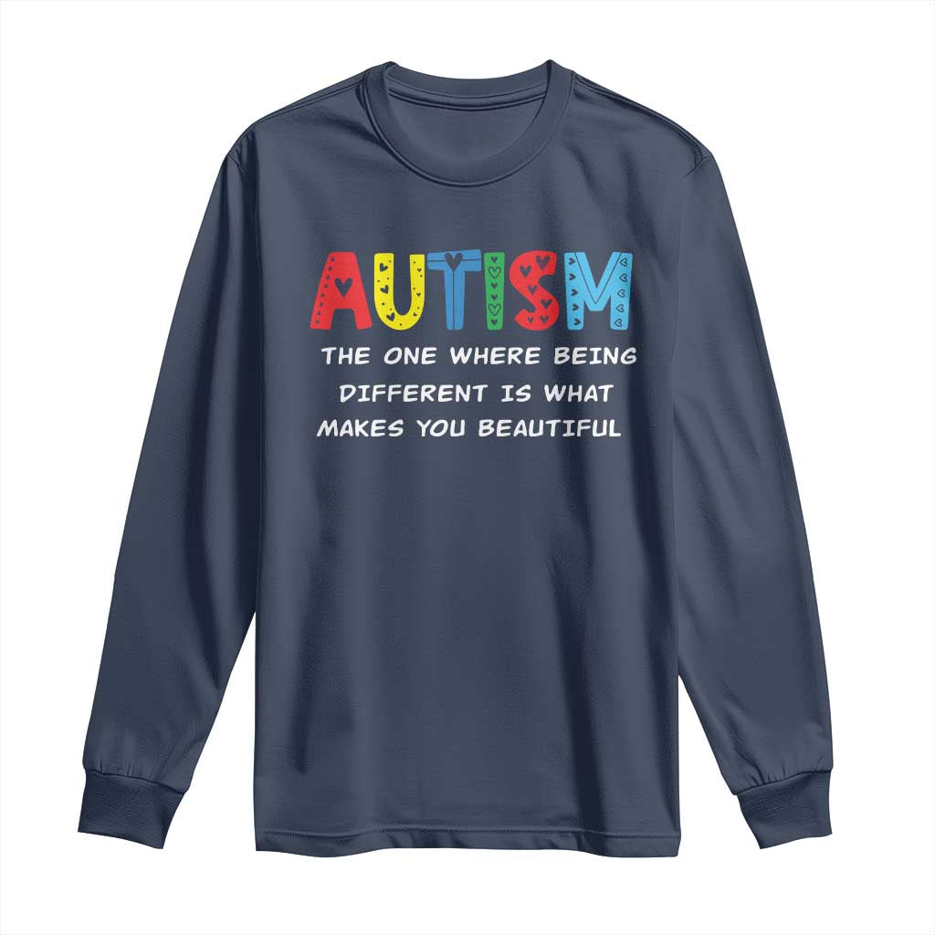 Autism Support Long Sleeve Shirt Different Makes You Beautiful ASD Month