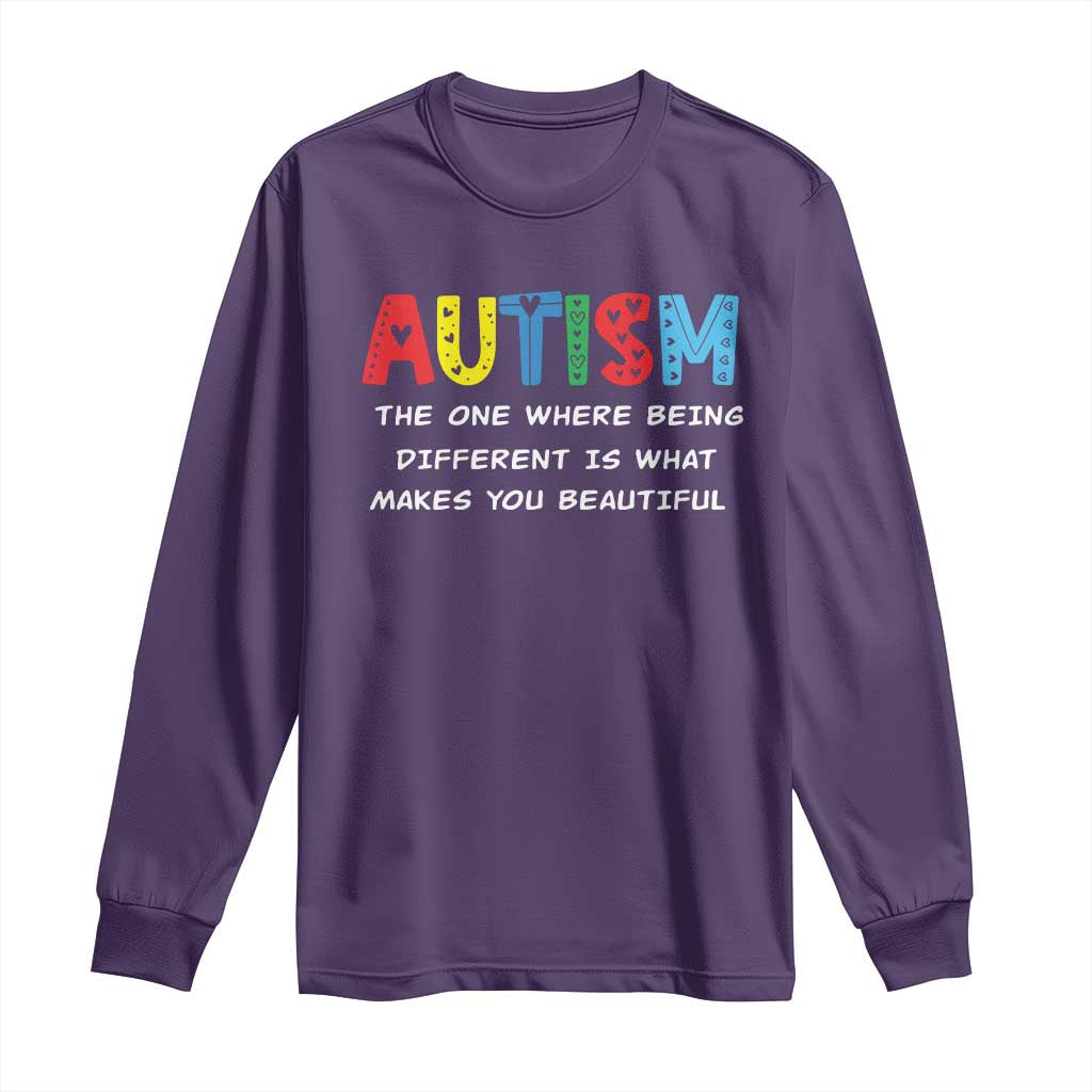 Autism Support Long Sleeve Shirt Different Makes You Beautiful ASD Month