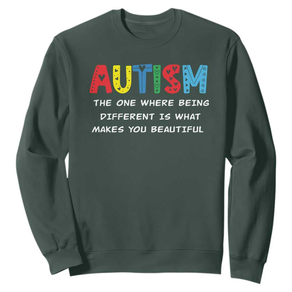 Autism Support Sweatshirt Different Makes You Beautiful ASD Month