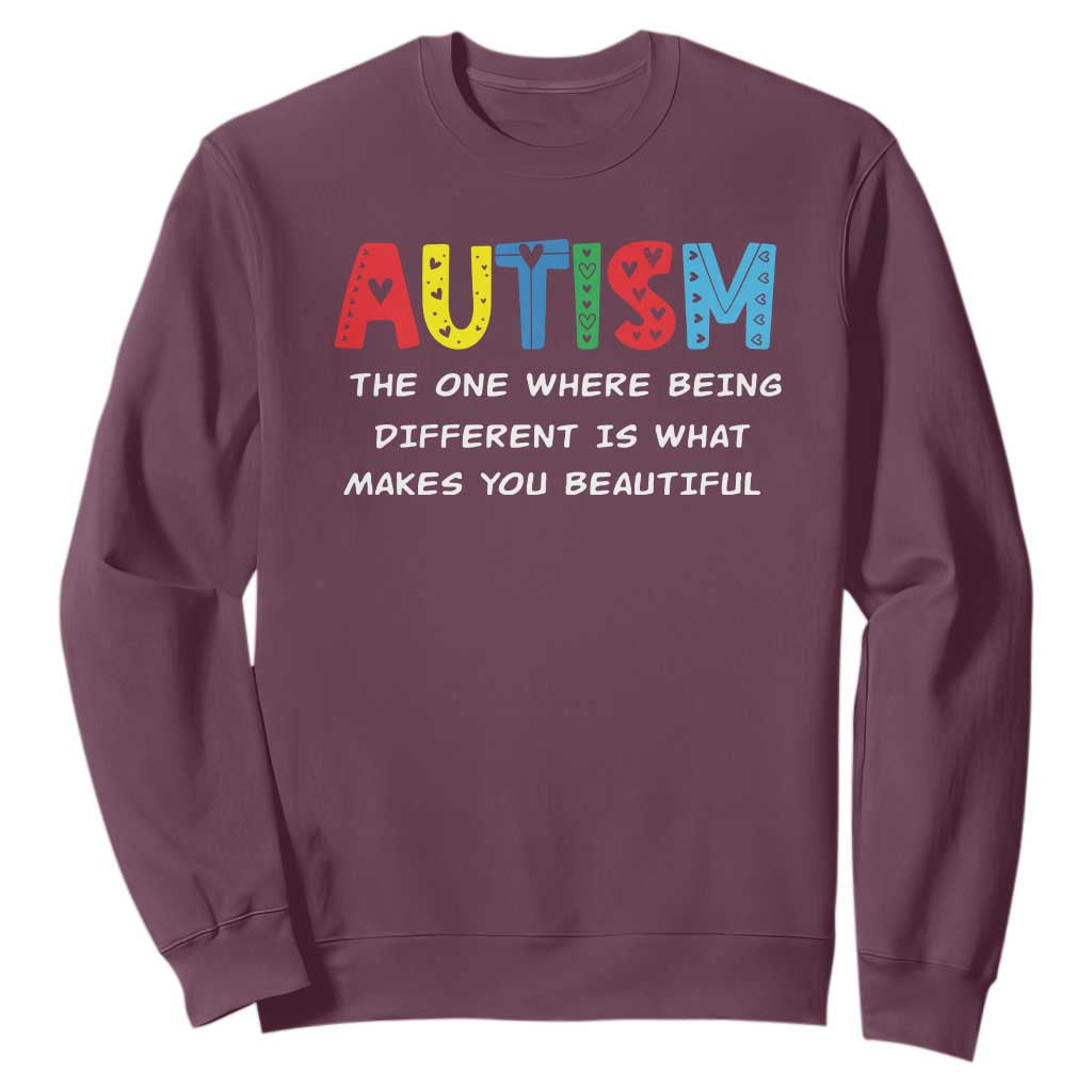 Autism Support Sweatshirt Different Makes You Beautiful ASD Month