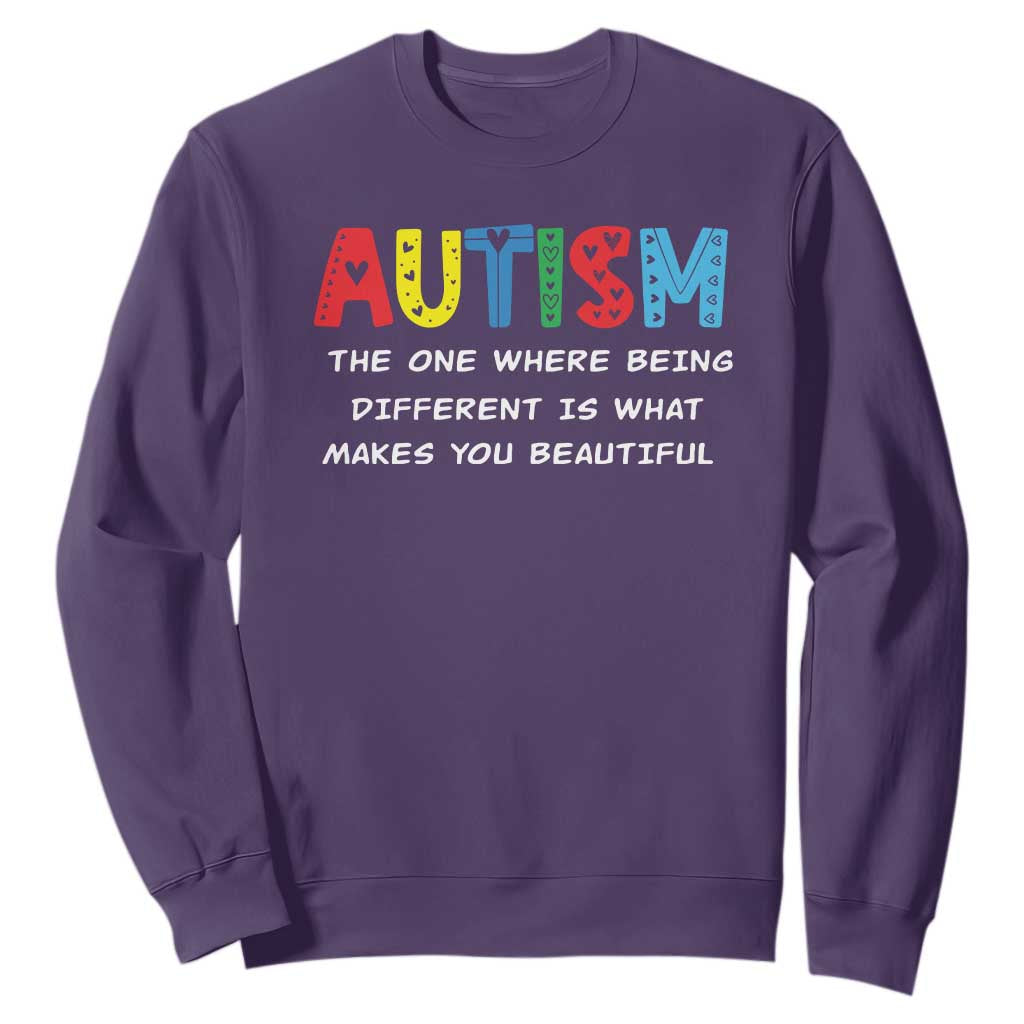 Autism Support Sweatshirt Different Makes You Beautiful ASD Month