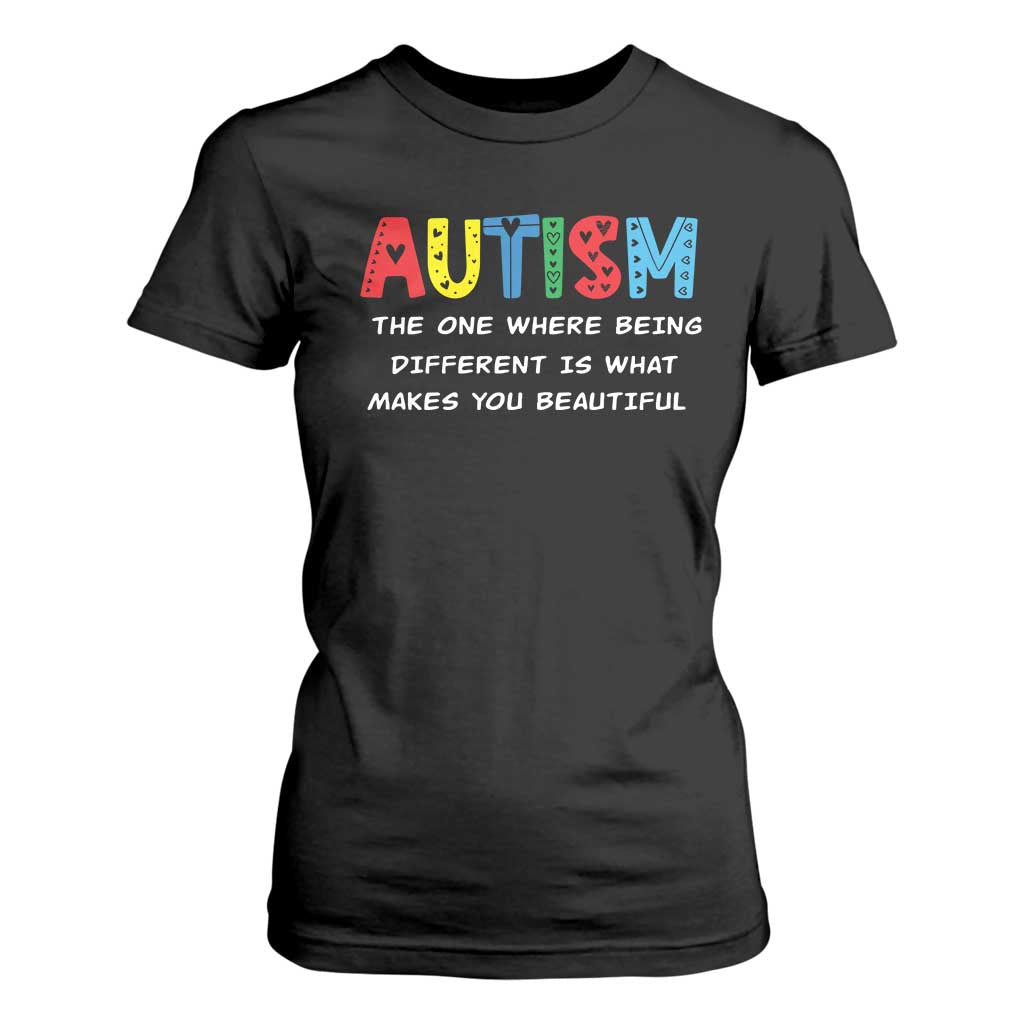 Autism Support T Shirt For Women Different Makes You Beautiful ASD Month