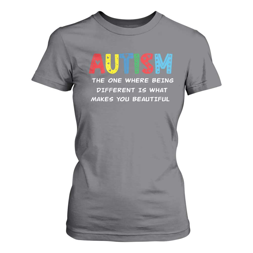 Autism Support T Shirt For Women Different Makes You Beautiful ASD Month