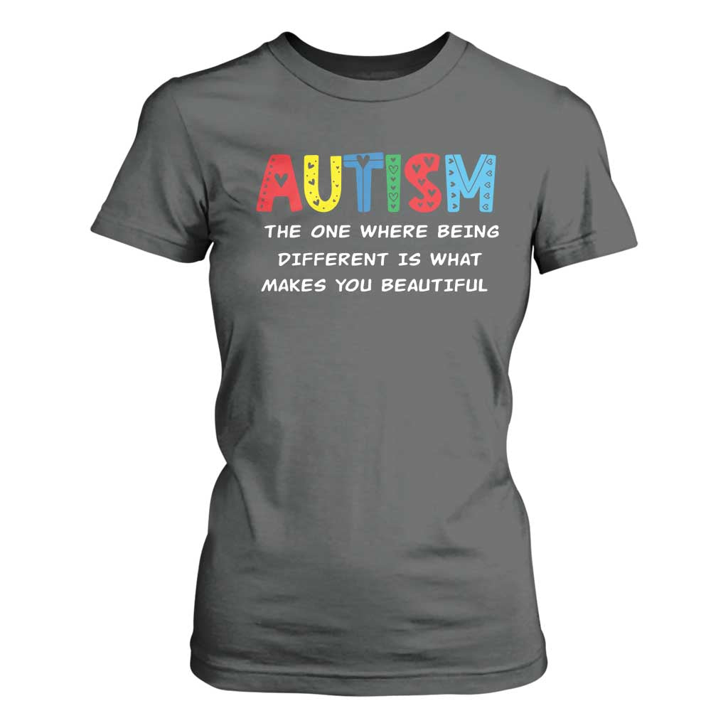 Autism Support T Shirt For Women Different Makes You Beautiful ASD Month
