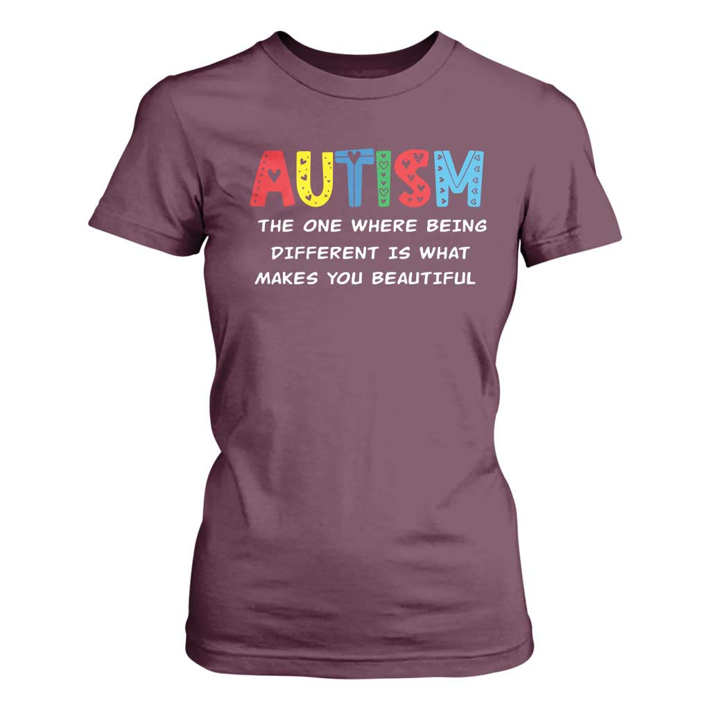 Autism Support T Shirt For Women Different Makes You Beautiful ASD Month