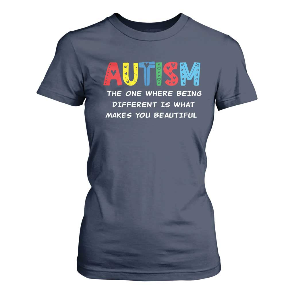 Autism Support T Shirt For Women Different Makes You Beautiful ASD Month