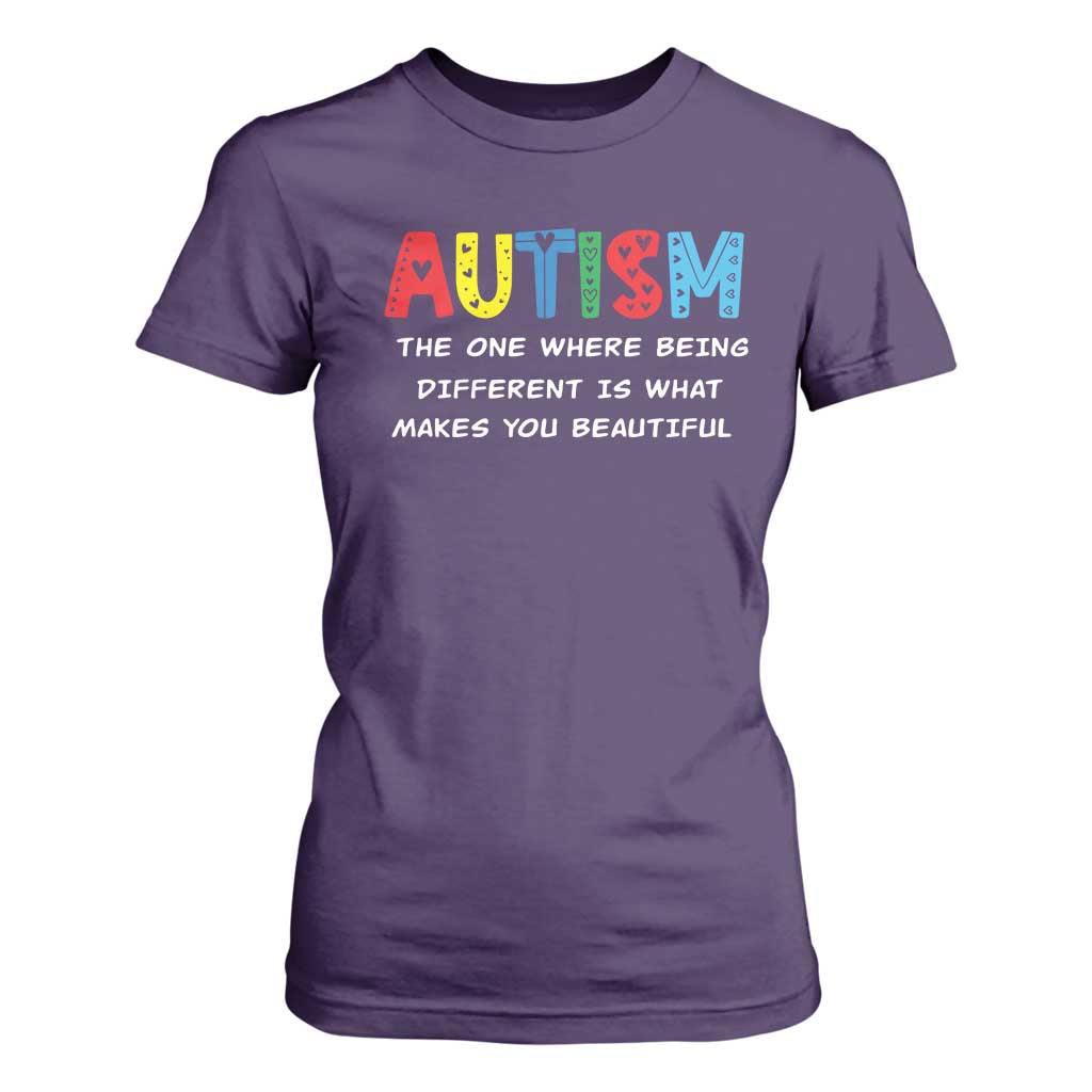 Autism Support T Shirt For Women Different Makes You Beautiful ASD Month