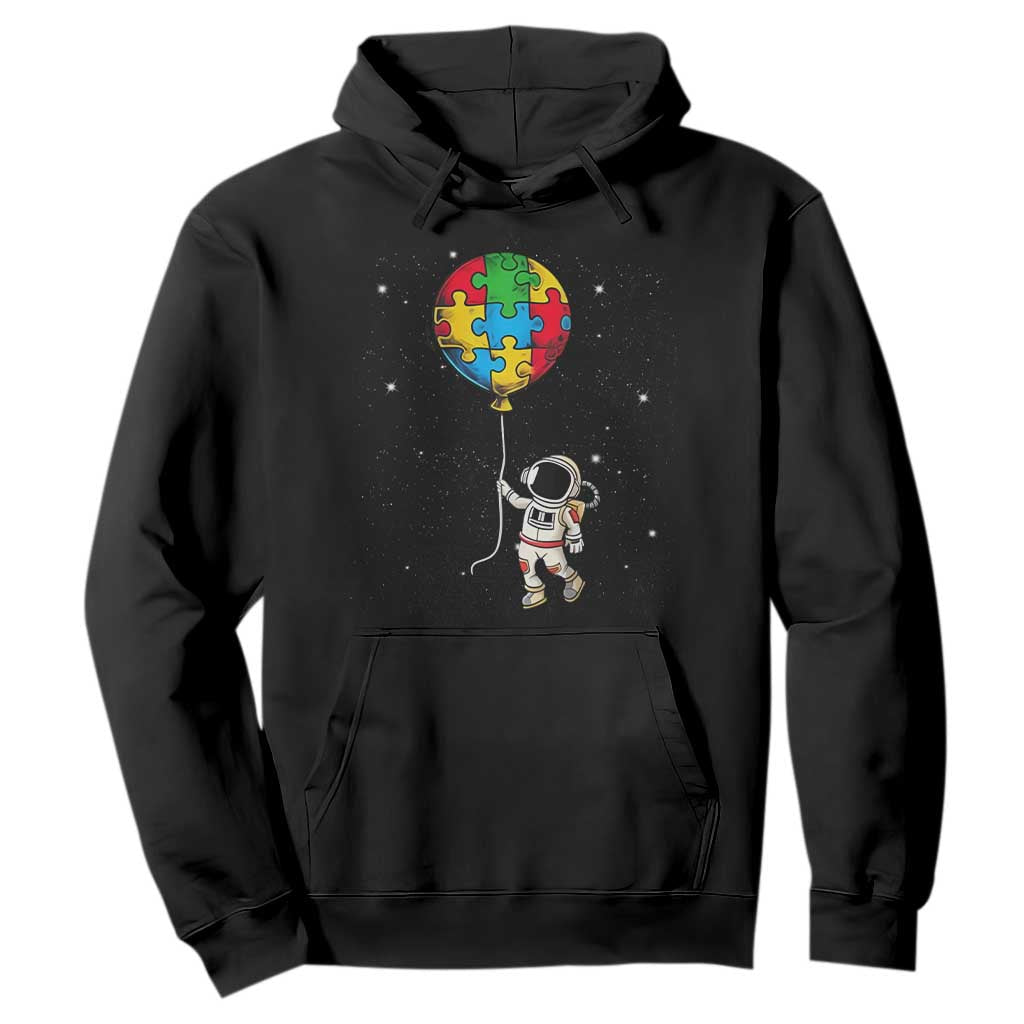 Autism Support Astronaut Hoodie Puzzle Pieces Balloon Space Autistic