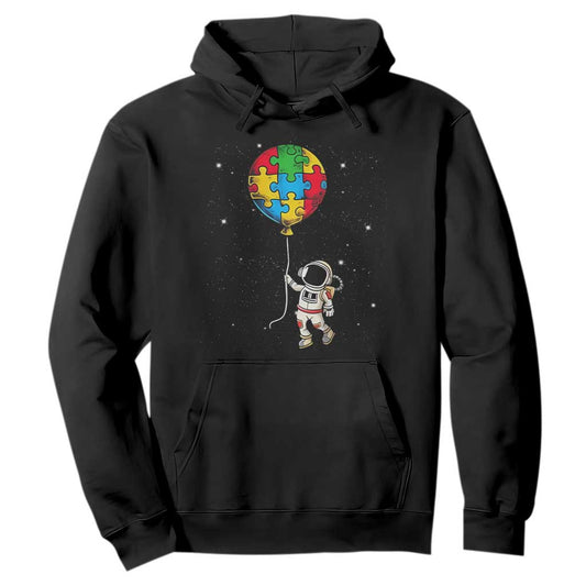 Autism Support Astronaut Hoodie Puzzle Pieces Balloon Space Autistic