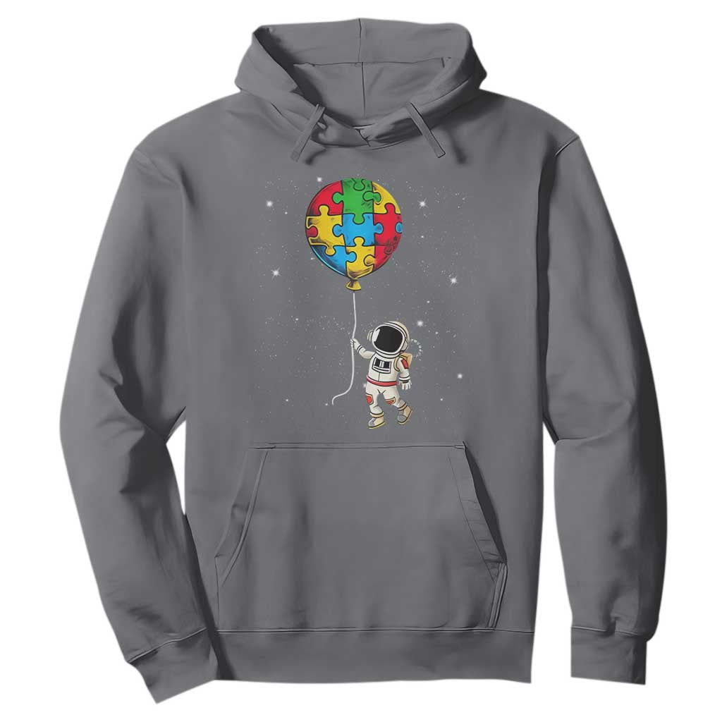 Autism Support Astronaut Hoodie Puzzle Pieces Balloon Space Autistic