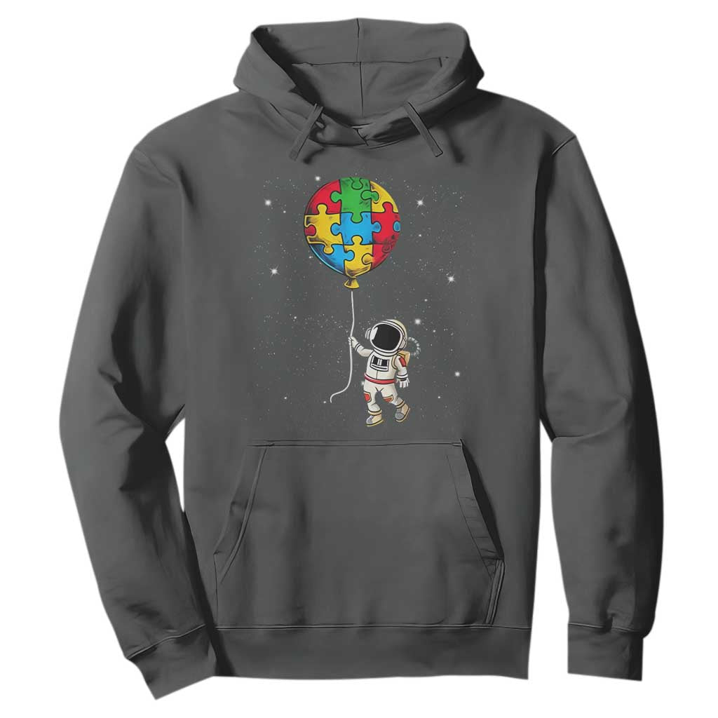 Autism Support Astronaut Hoodie Puzzle Pieces Balloon Space Autistic
