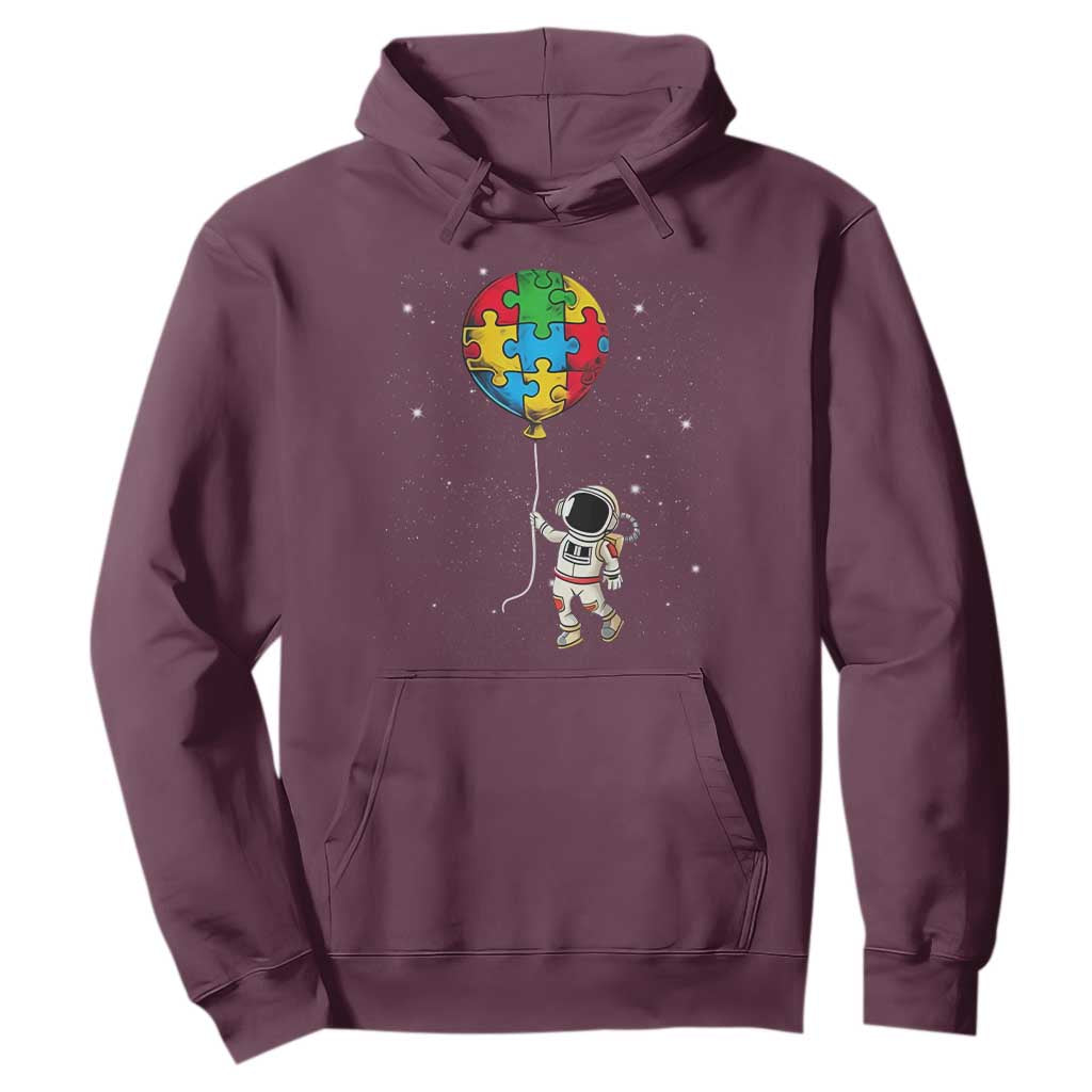 Autism Support Astronaut Hoodie Puzzle Pieces Balloon Space Autistic