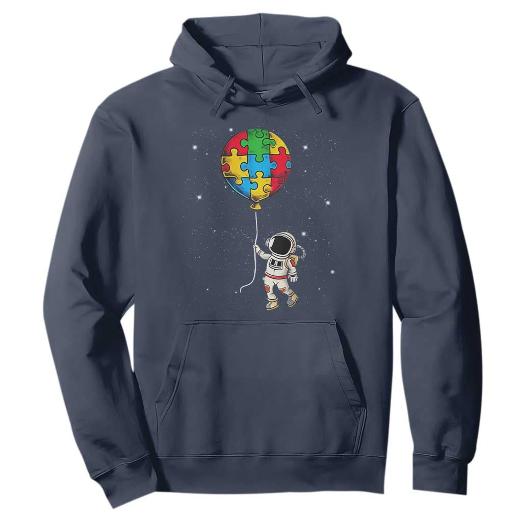 Autism Support Astronaut Hoodie Puzzle Pieces Balloon Space Autistic