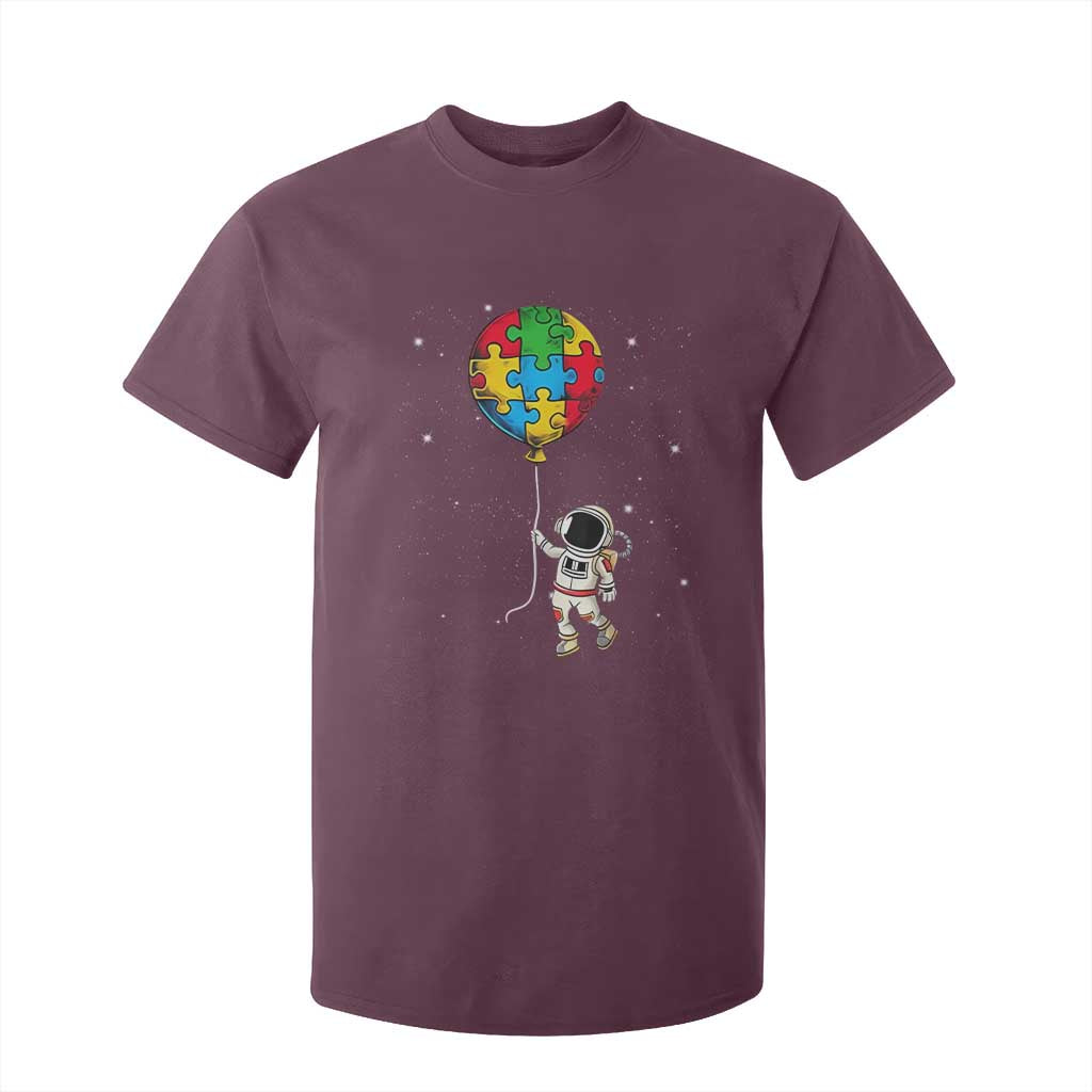 Autism Support Astronaut T Shirt For Kid Puzzle Pieces Balloon Space Autistic