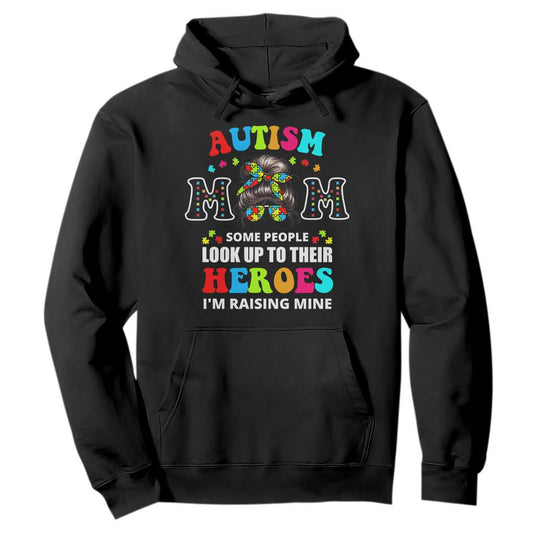 Autism Mom Hoodie Raising Hero Messy Bun Autism Support