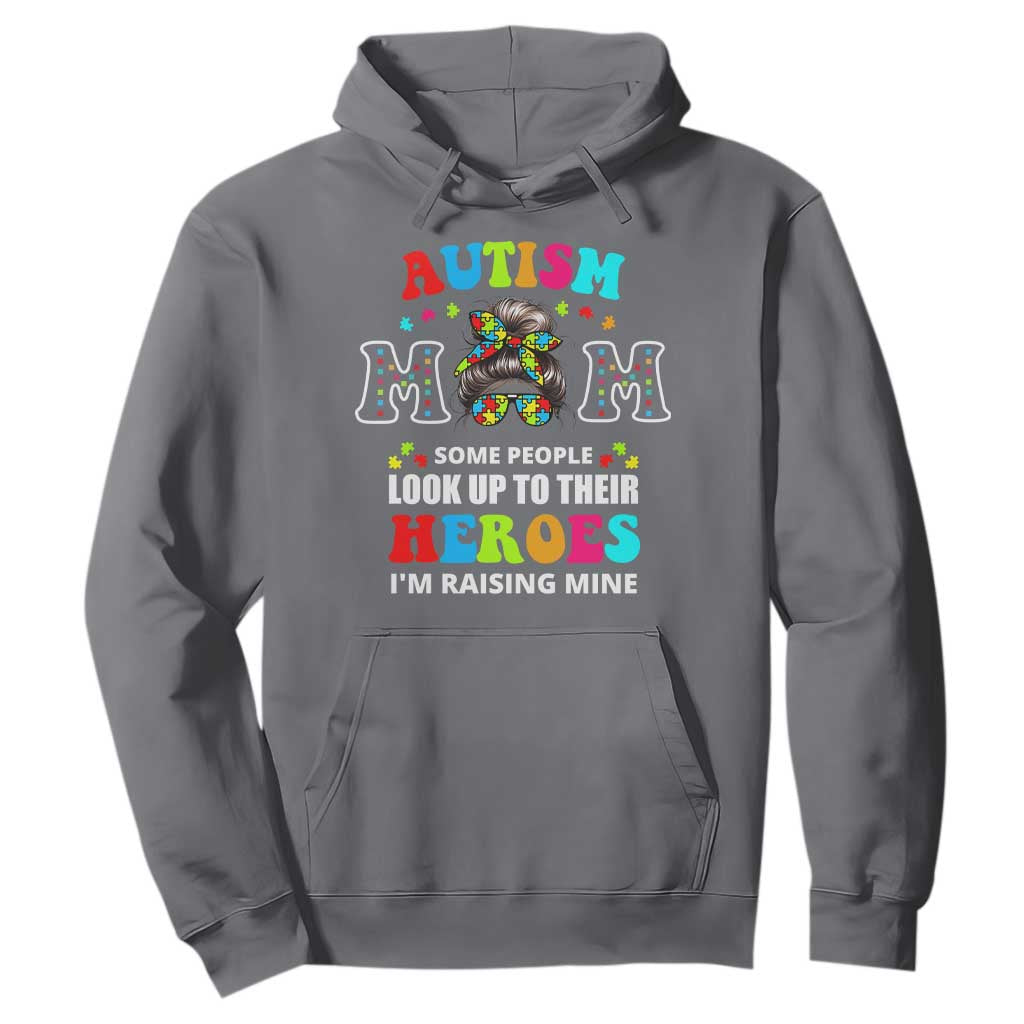 Autism Mom Hoodie Raising Hero Messy Bun Autism Support