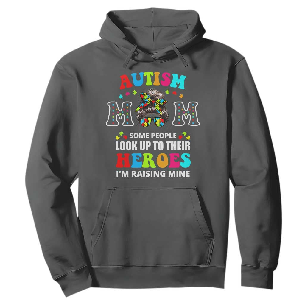 Autism Mom Hoodie Raising Hero Messy Bun Autism Support