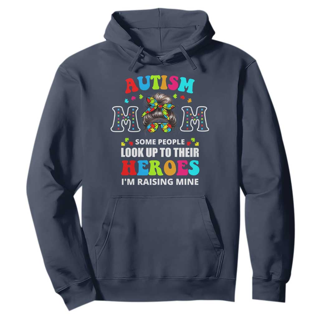 Autism Mom Hoodie Raising Hero Messy Bun Autism Support