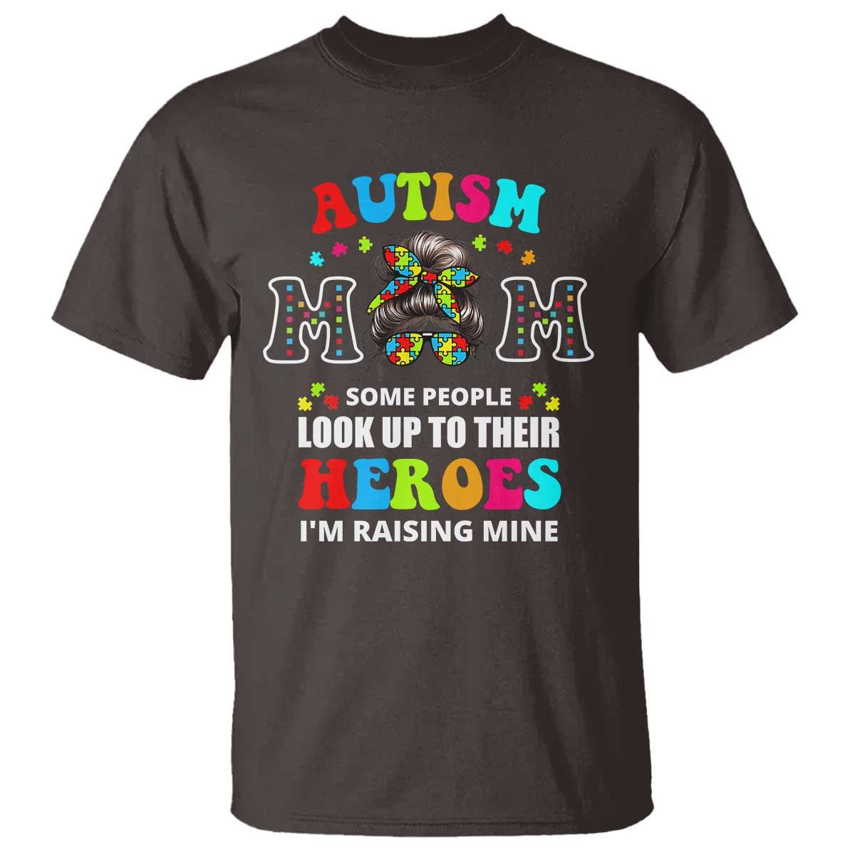 autism-mom-t-shirt-raising-hero-messy-bun-autism-awareness