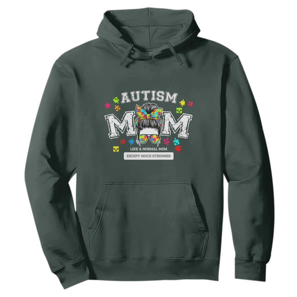 Autism Mom Hoodie Much Stronger Messy Bun ASD Autism Support