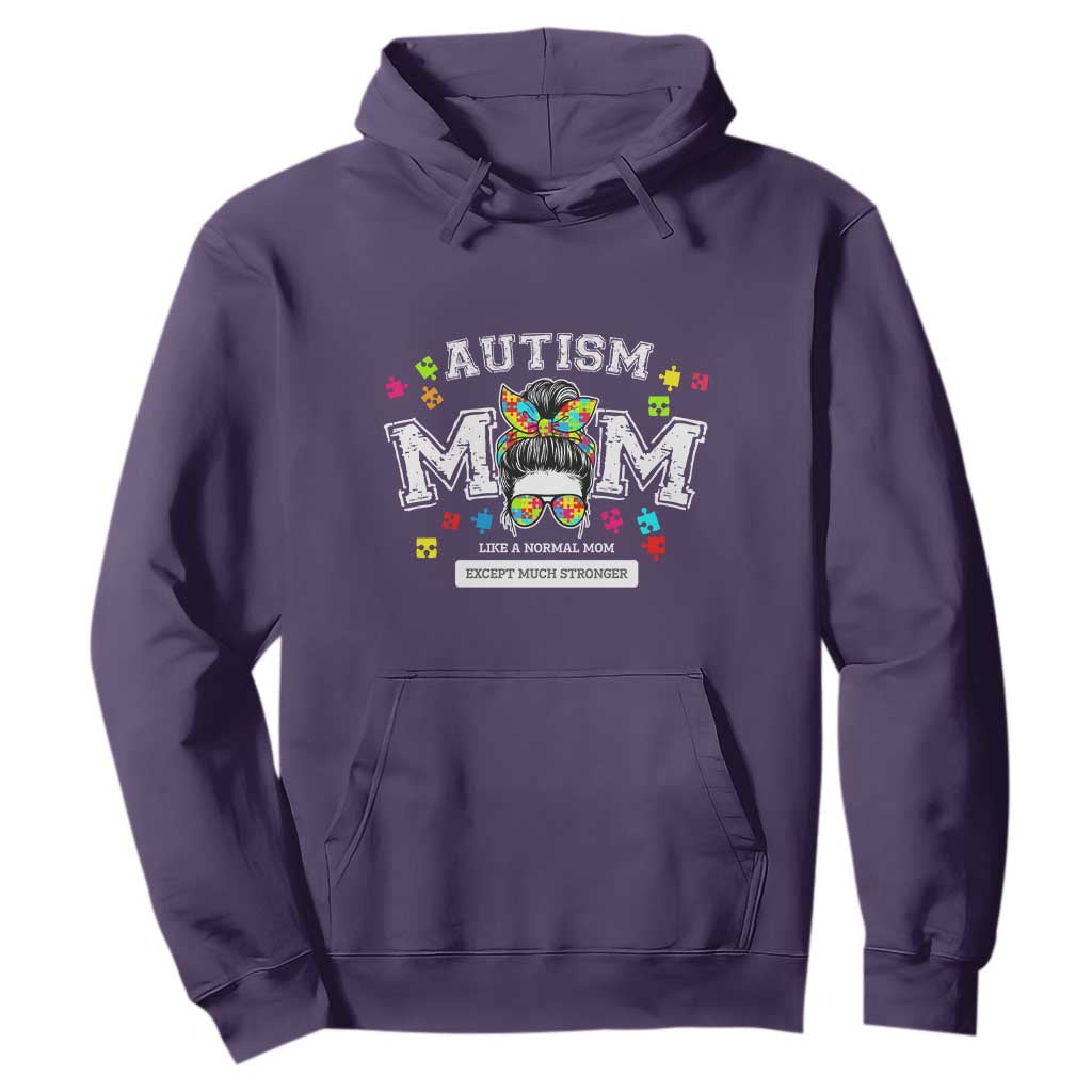 Autism Mom Hoodie Much Stronger Messy Bun ASD Autism Support