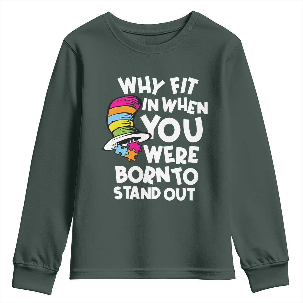 Autism Support Youth Sweatshirt Why Fit In When You Were Born To Stand Out Autistic Pride
