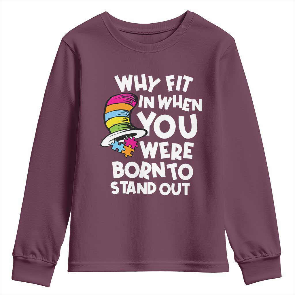 Autism Support Youth Sweatshirt Why Fit In When You Were Born To Stand Out Autistic Pride