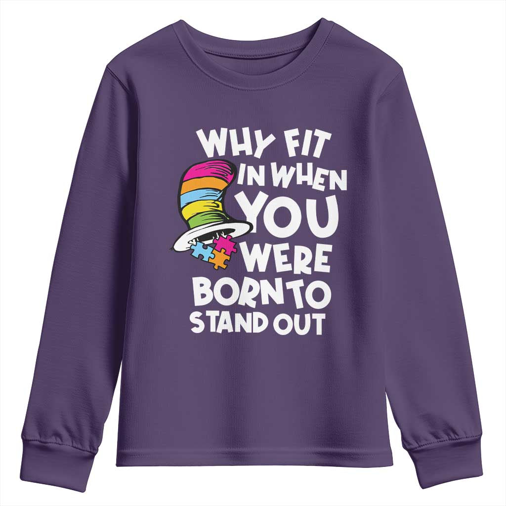 Autism Support Youth Sweatshirt Why Fit In When You Were Born To Stand Out Autistic Pride