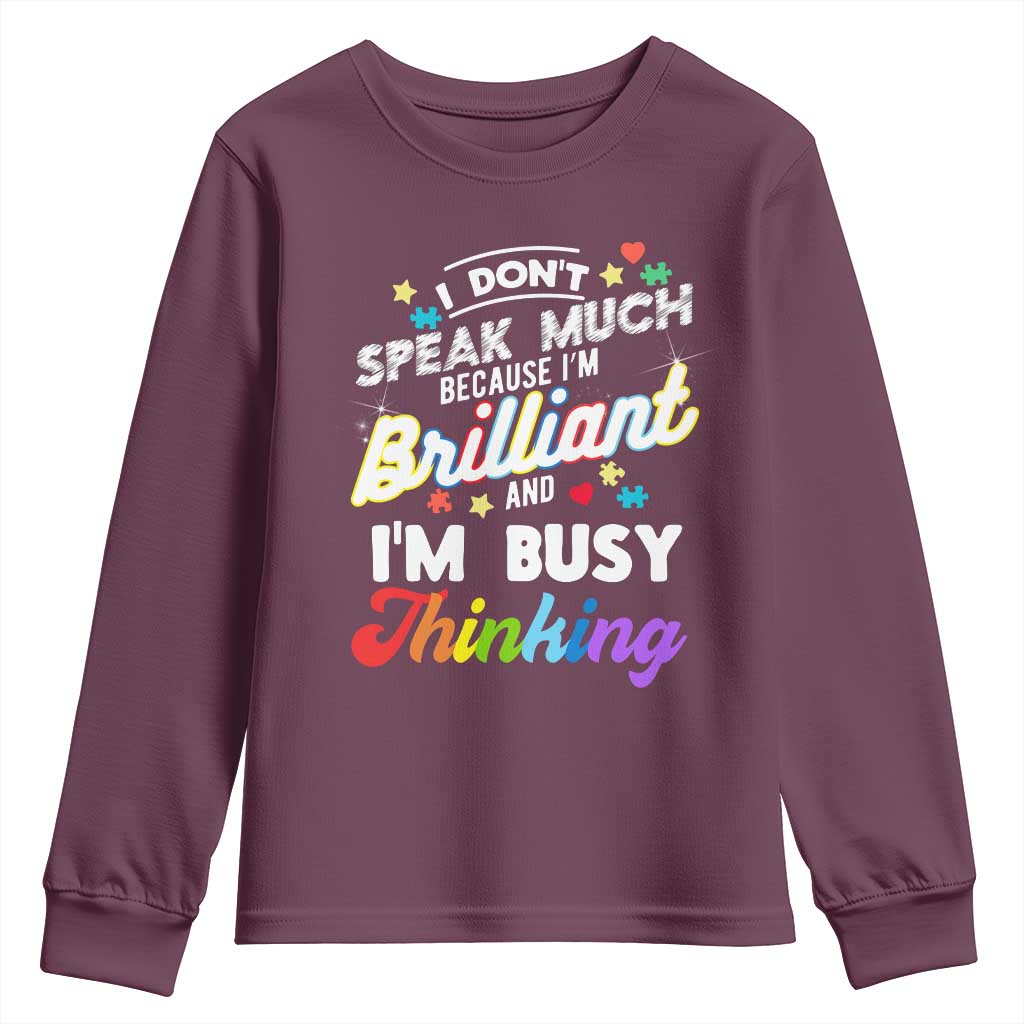 Autism Support Youth Sweatshirt I Dont Speak Much Brilliant ASD Autistic Pride