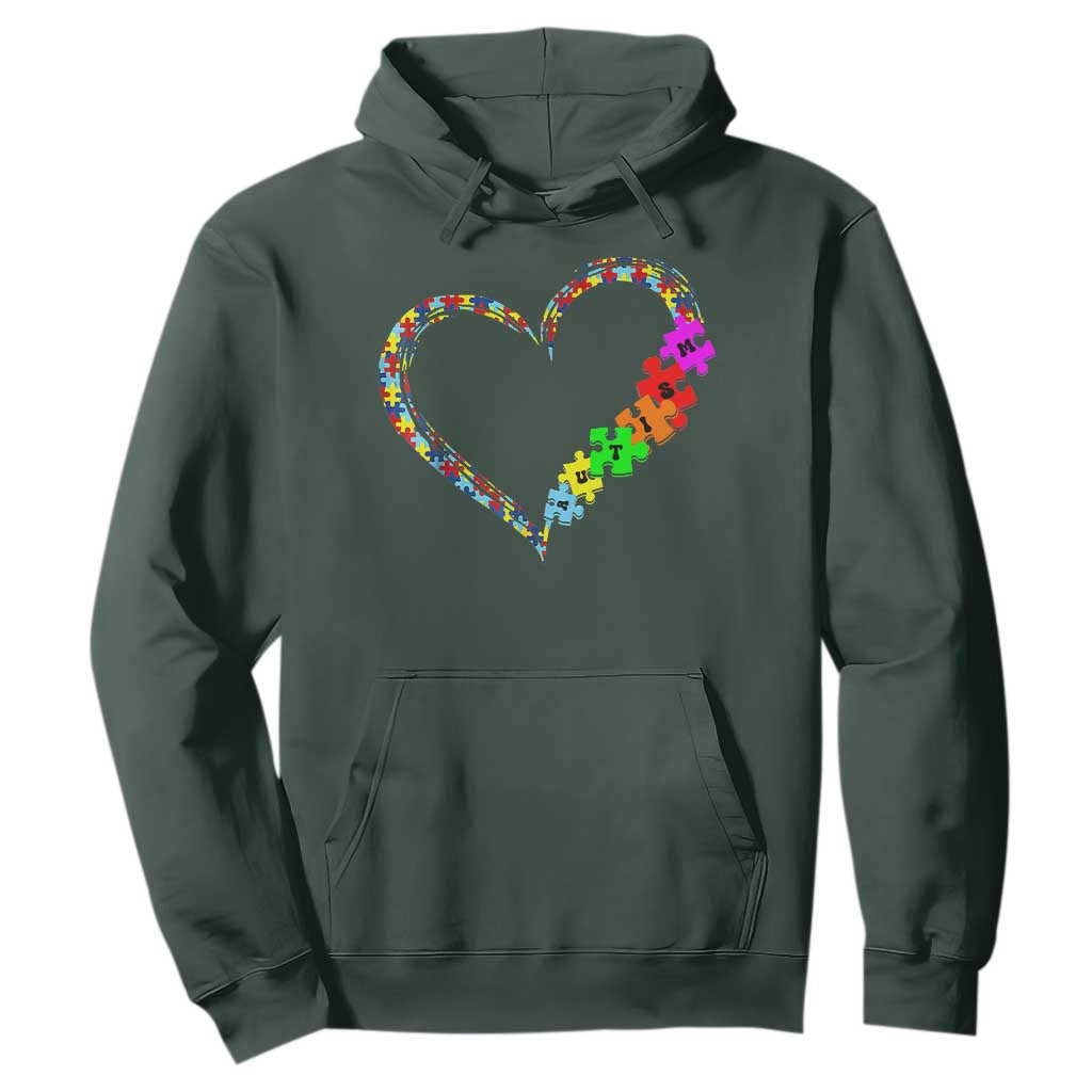 Autism Support Love Heart Puzzle Piece Hoodie