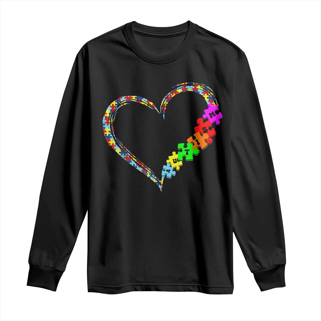 Autism Support Love Heart Puzzle Piece Long Sleeve Shirt