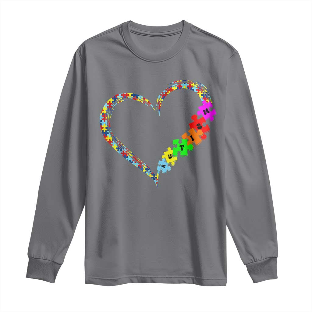 Autism Support Love Heart Puzzle Piece Long Sleeve Shirt