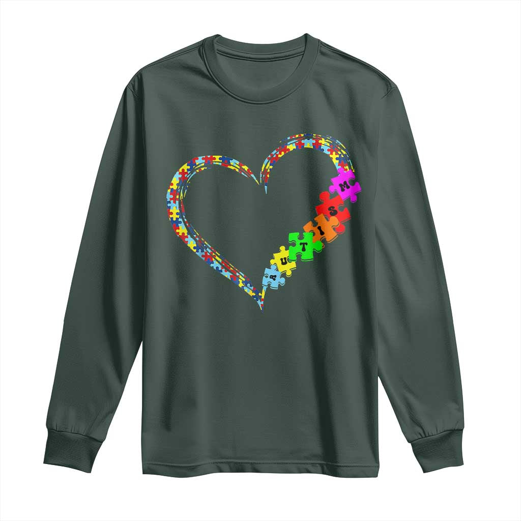 Autism Support Love Heart Puzzle Piece Long Sleeve Shirt