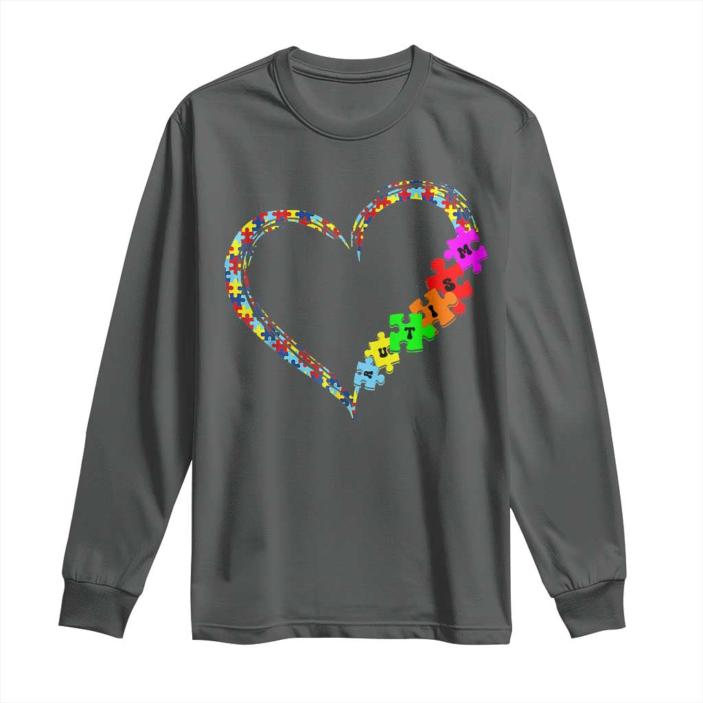 Autism Support Love Heart Puzzle Piece Long Sleeve Shirt